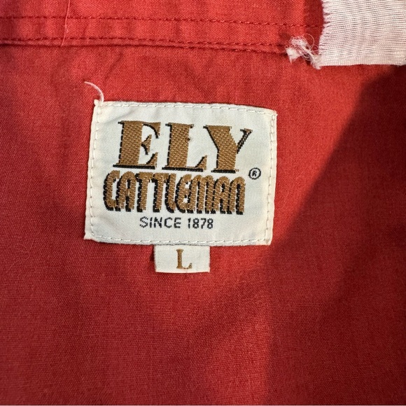Vintage Ely Cattleman red pearl snap button popper horse western cowboy shirt L - Picture 10 of 11